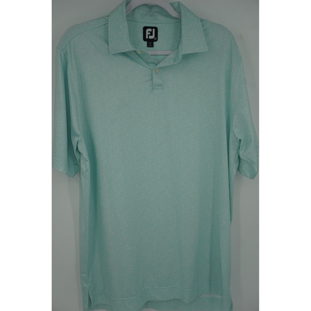 FootJoy Polo Shirt Green Speckle Print‎ Golf Stretch Performance Men's Medium